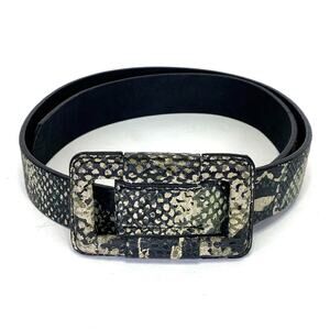 BCBG Maxazaria Leather Snakeskin Print Belt Womens Sz S Green Animal Print